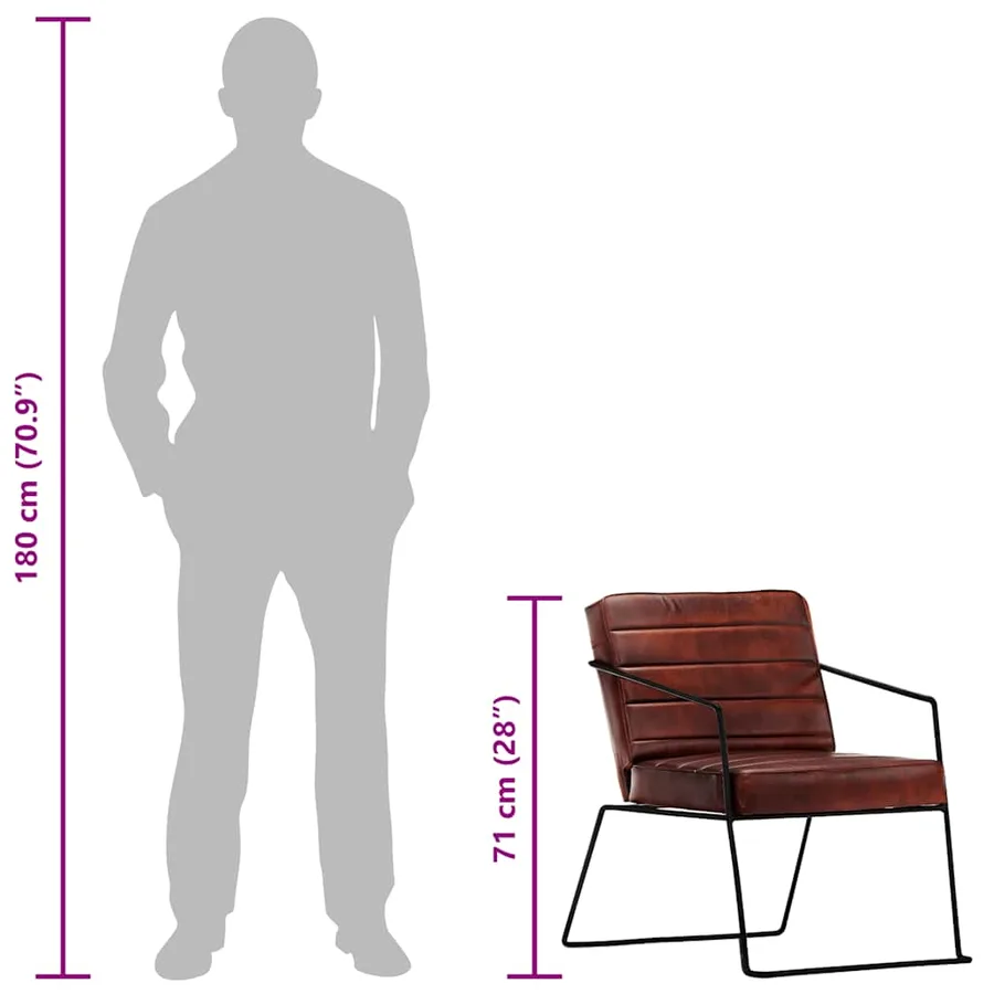 Fauteuil Marron foncé Cuir véritable - 9