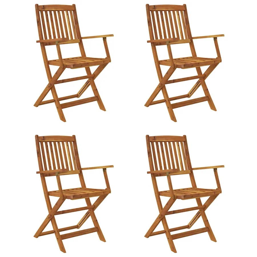 Ensemble à manger d'extérieur pliable 5pcs Bois d'acacia solide - 2