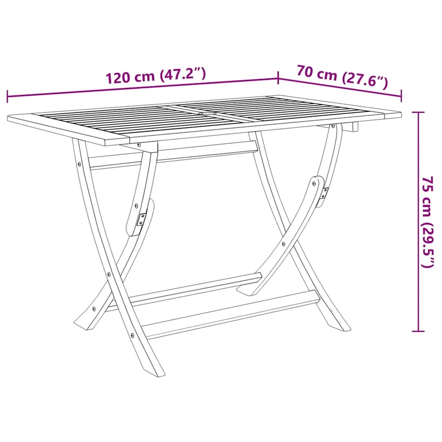 Ensemble à manger d'extérieur pliable 5pcs Bois d'acacia solide - 6