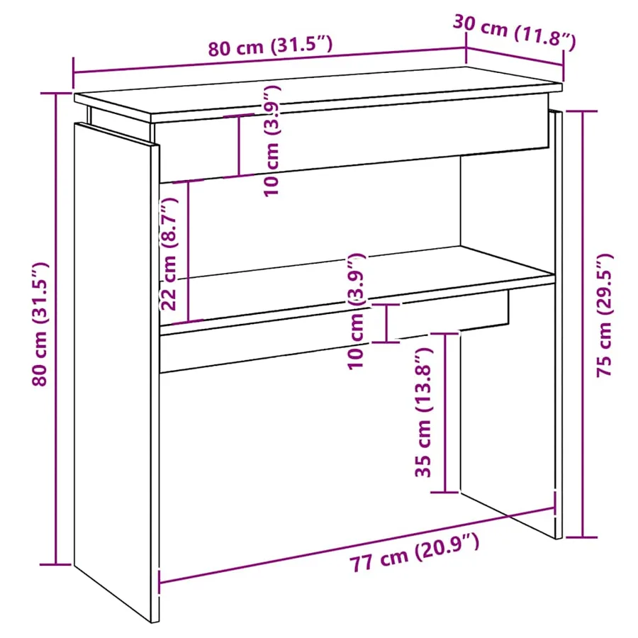 Table console Sonoma gris 80x30x80 cm Bois d'ingénierie - 6