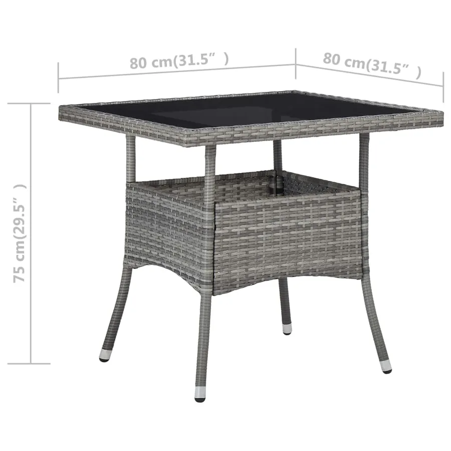 Ensemble à Manger de jardin 3 pcs Résine tressée et verre Gris - 13