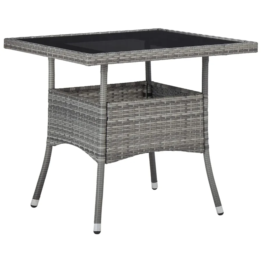 Ensemble à Manger de jardin 3 pcs Résine tressée et verre Gris - 9