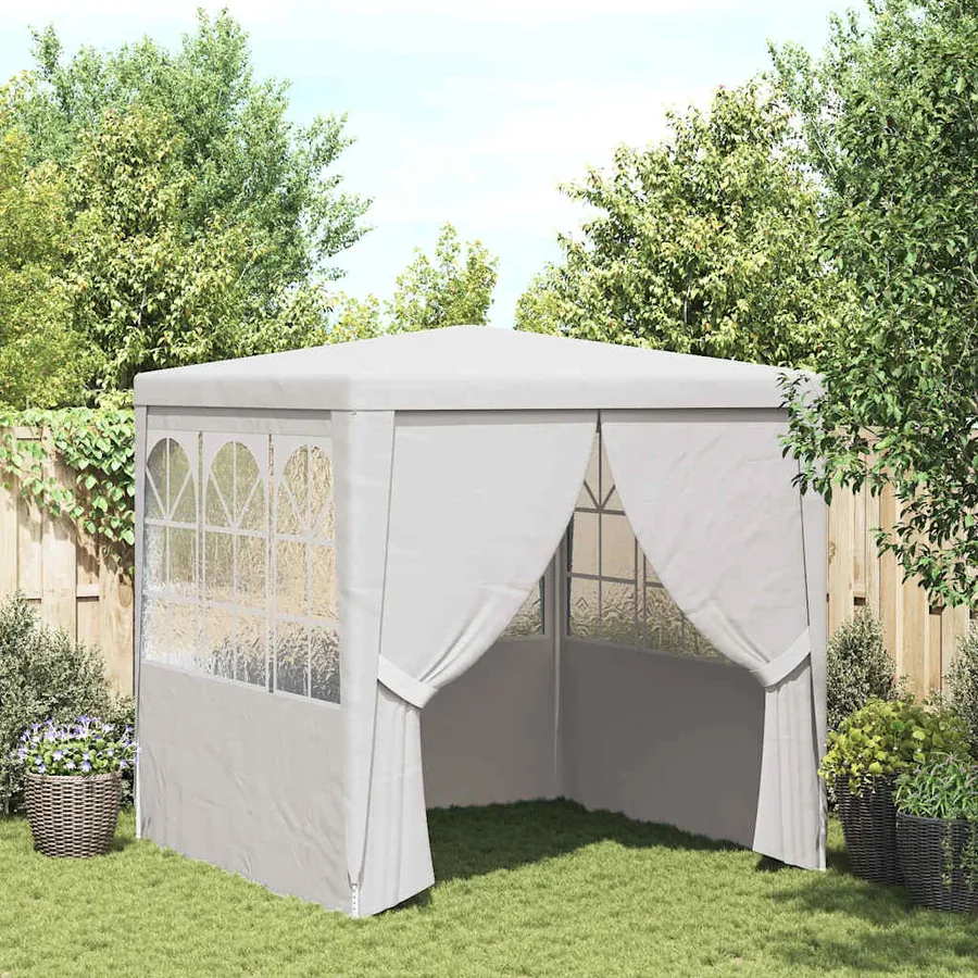 Tente de réception avec parois latérales 2,5x2,5m Blanc 90 g/m²