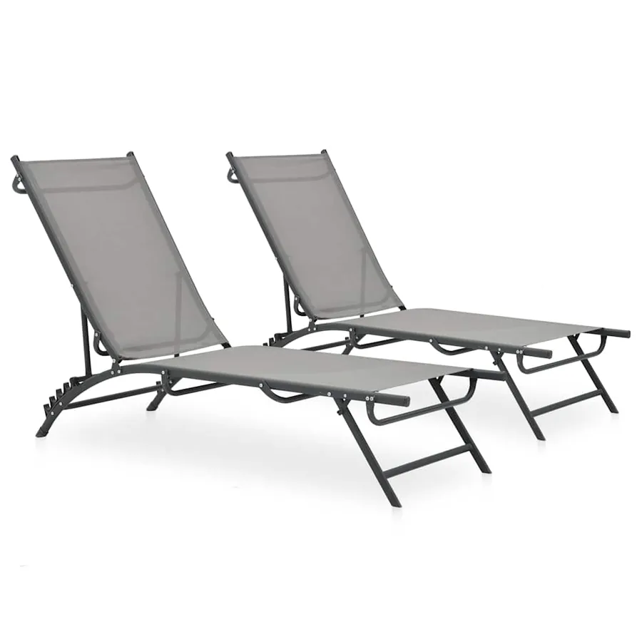 Chaises longues lot de 2 Textilène et acier