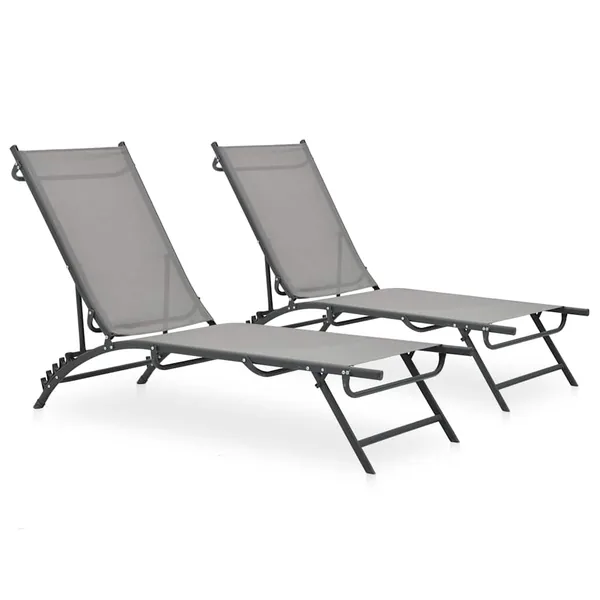 Chaises longues lot de 2 Textilène et acier