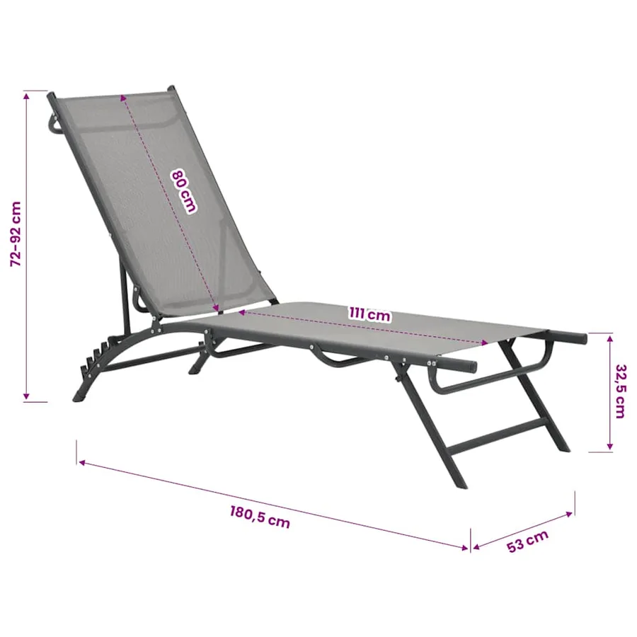 Chaises longues lot de 2 Textilène et acier - 8
