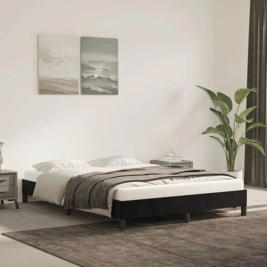 Cadre de lit sans matelas noir 140x200 cm velours
