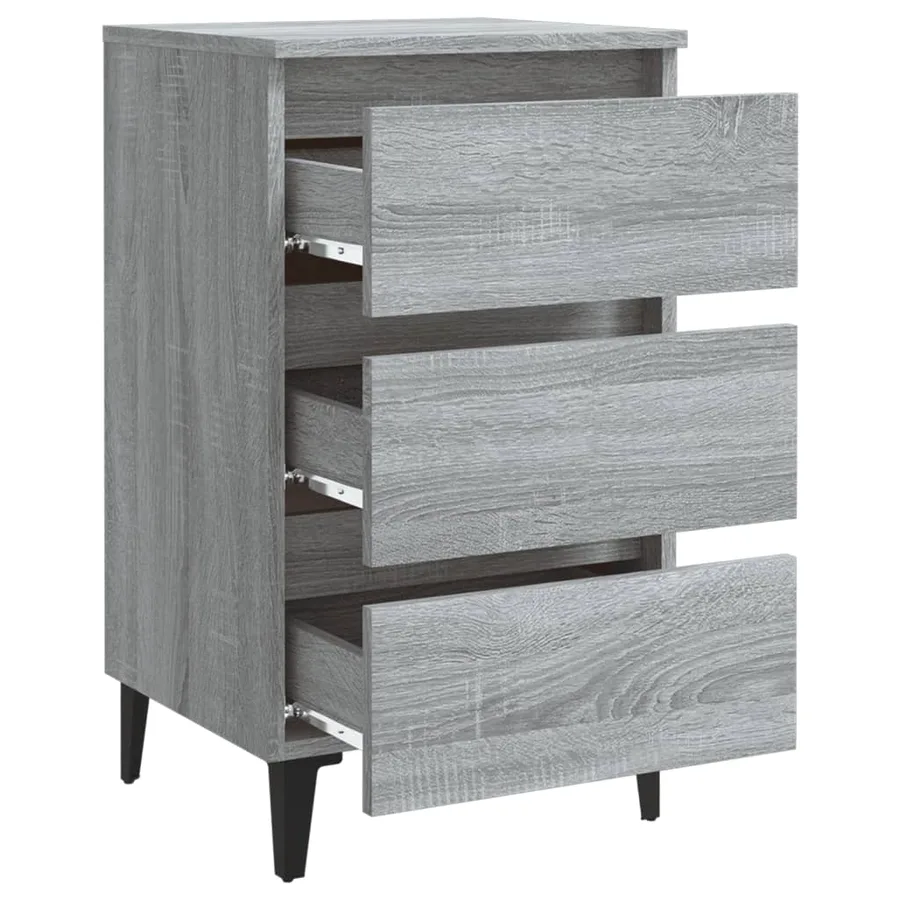 Table de chevet avec pieds en métal Sonoma gris 40x35x69 cm - 5