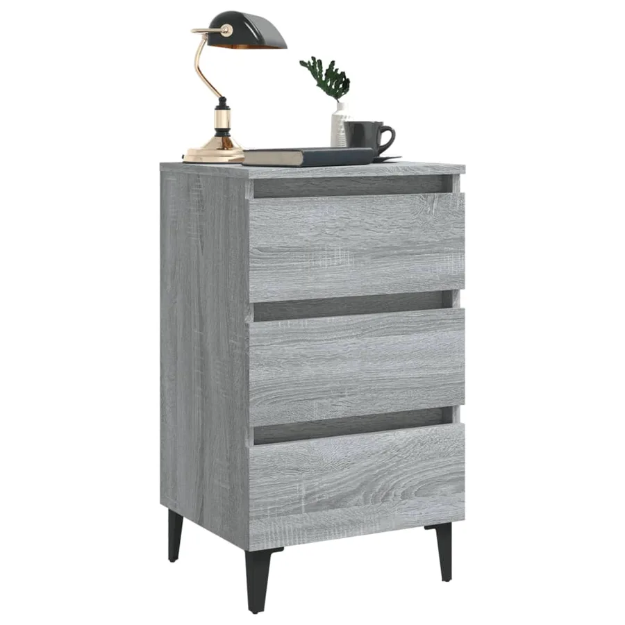 Table de chevet avec pieds en métal Sonoma gris 40x35x69 cm - 7