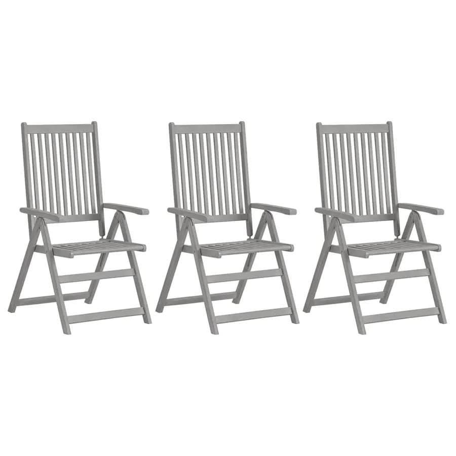 Chaises inclinables de jardin lot de 3 et coussins Bois acacia - 2