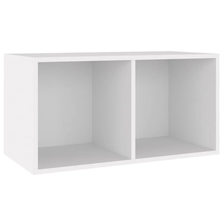 Boîte de rangement vinyles Blanc 71x34x36 cm Bois d'ingénierie - 2