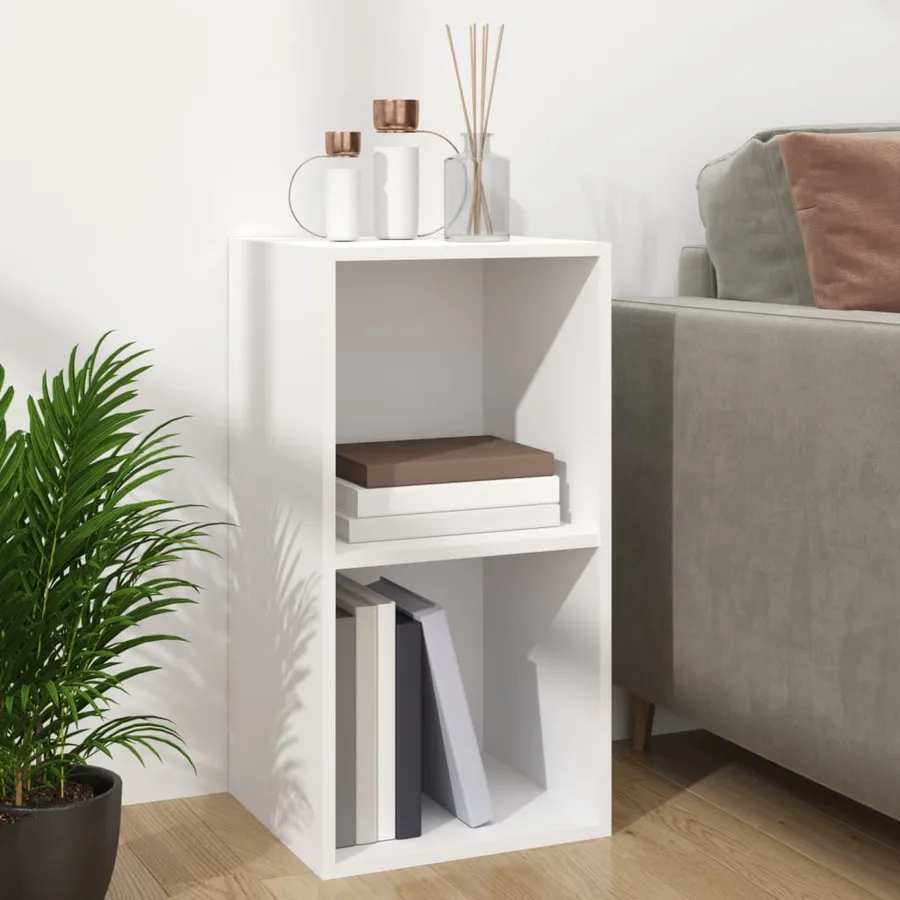 Boîte de rangement vinyles Blanc 71x34x36 cm Bois d'ingénierie - 8