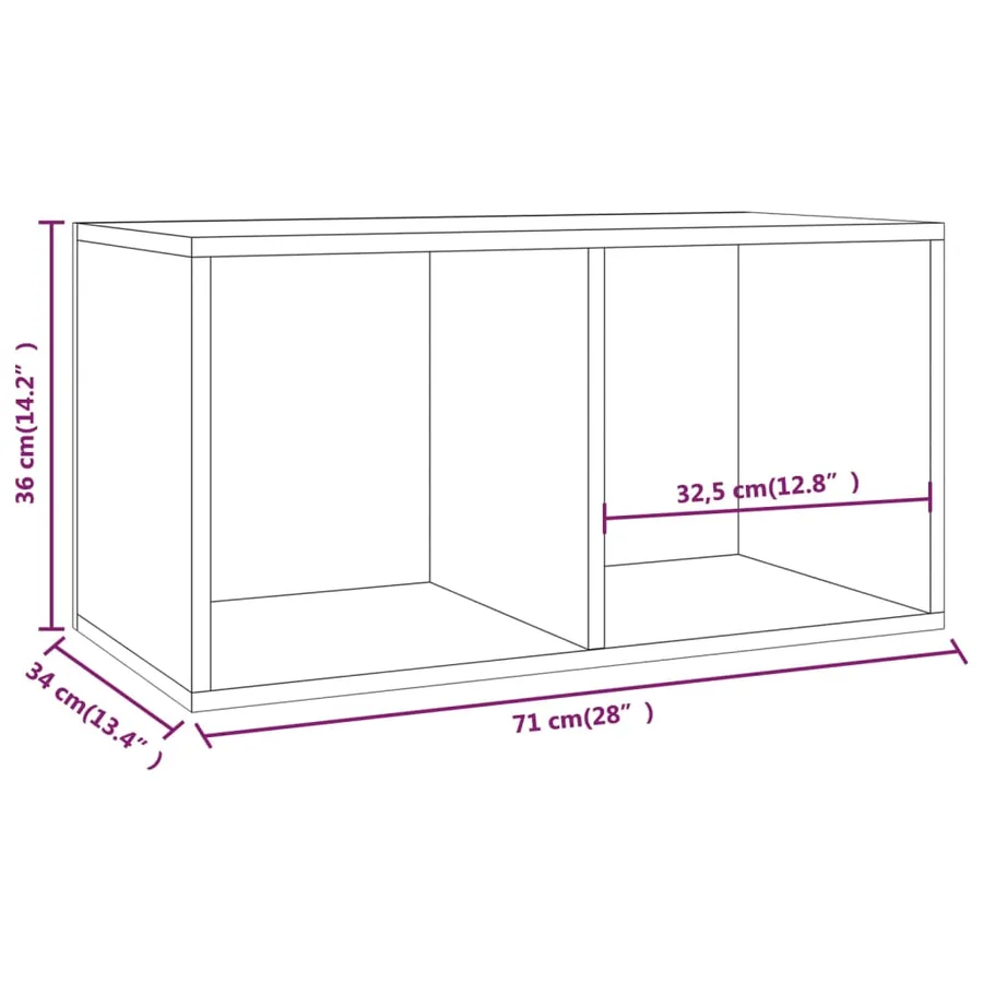Boîte de rangement vinyles Blanc 71x34x36 cm Bois d'ingénierie - 9