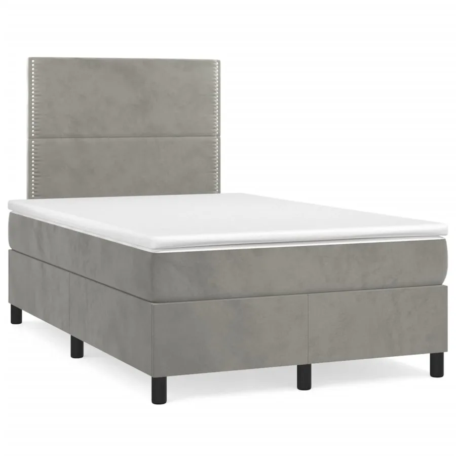Sommier à lattes de lit et matelas Gris clair 120x200cm Velours - 2