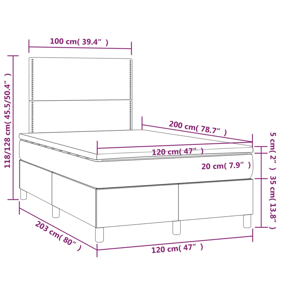 Sommier à lattes de lit et matelas Gris clair 120x200cm Velours - 6