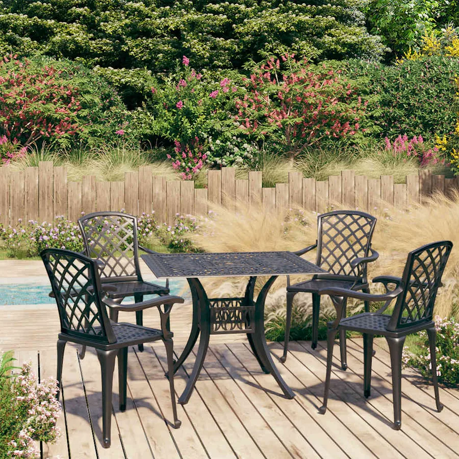 Ensemble de bistro 5 pcs Aluminium coulé Noir