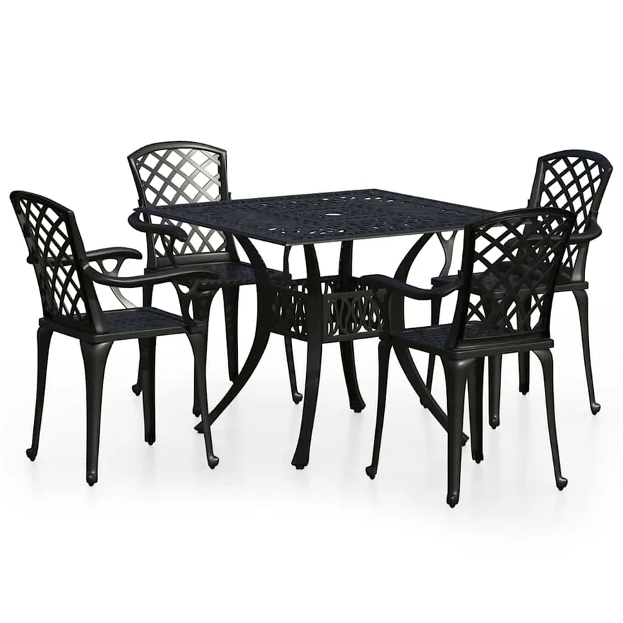 Ensemble de bistro 5 pcs Aluminium coulé Noir - 2