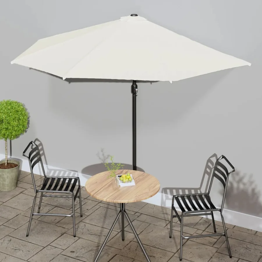 Parasol de balcon avec mât en aluminium Sable 300x155 cm Demi