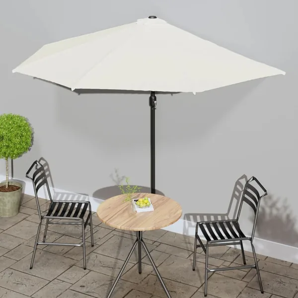 Parasol de balcon avec mât en aluminium Sable 300x155 cm Demi