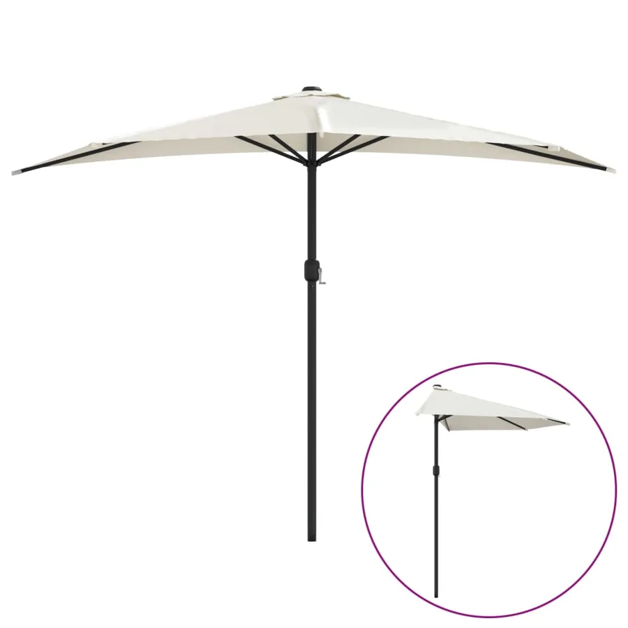 Parasol de balcon avec mât en aluminium Sable 300x155 cm Demi - 2