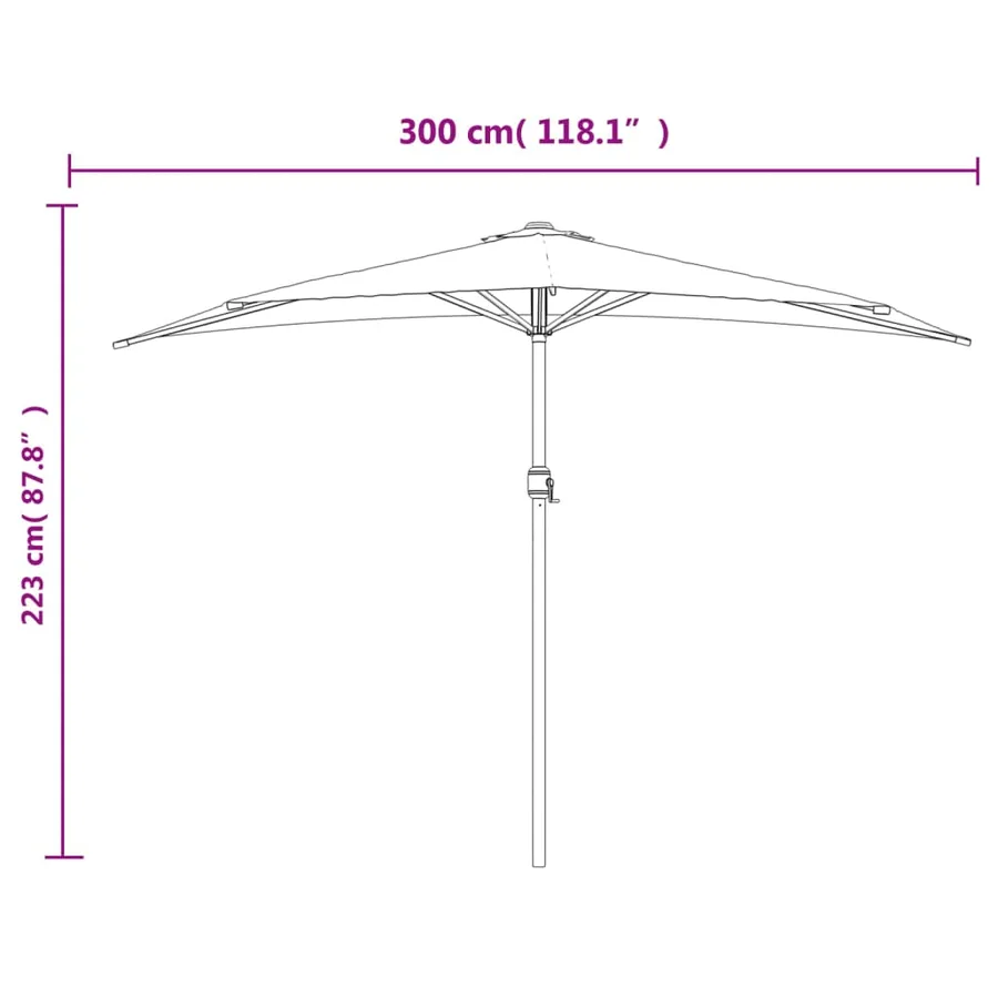 Parasol de balcon avec mât en aluminium Sable 300x155 cm Demi - 9