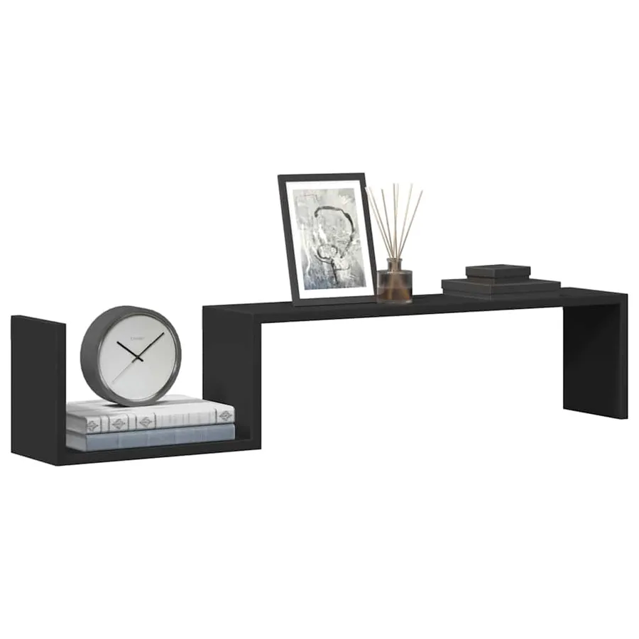 Étagères murales 2 pcs noir 100x15x20 cm bois d'ingénierie - 3