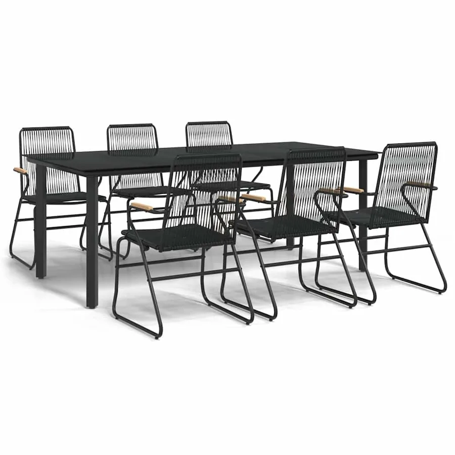 Ensemble à manger de jardin 7 pcs Noir Rotin PVC - 2