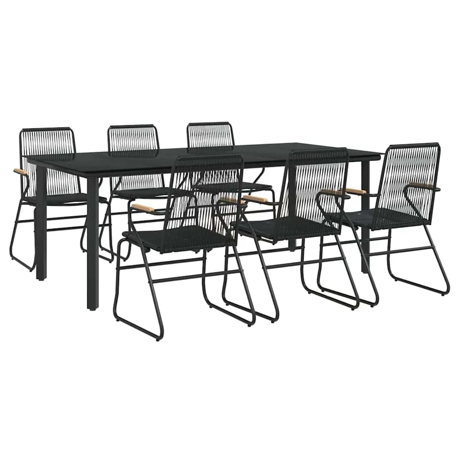 Ensemble à manger de jardin 7 pcs Noir Rotin PVC - 3