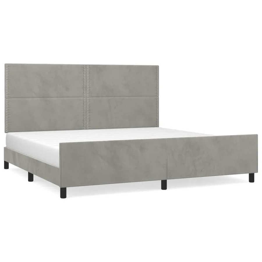Cadre de lit sans matelas gris clair 200x200 cm velours - 2