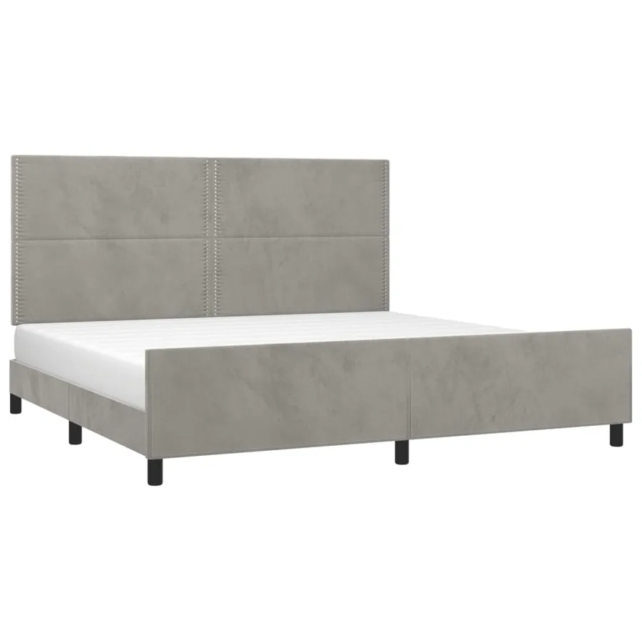Cadre de lit sans matelas gris clair 200x200 cm velours - 3