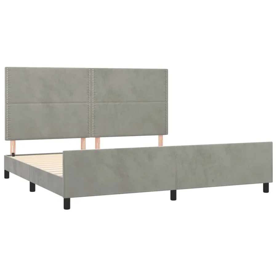 Cadre de lit sans matelas gris clair 200x200 cm velours - 4