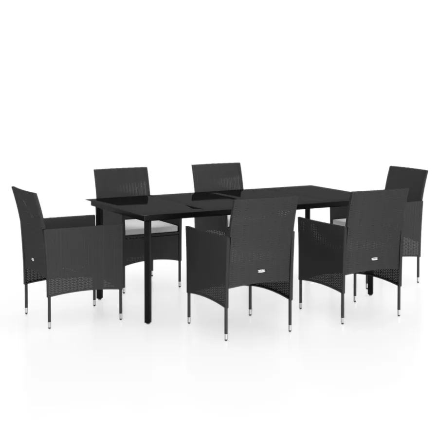 Ensemble à manger de jardin avec coussins 7 pcs Noir - 2