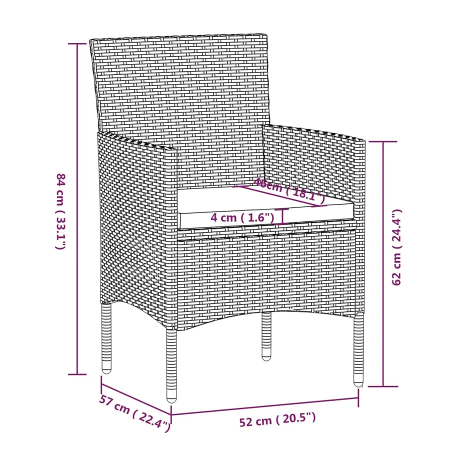 Ensemble à manger de jardin avec coussins 7 pcs Noir - 7