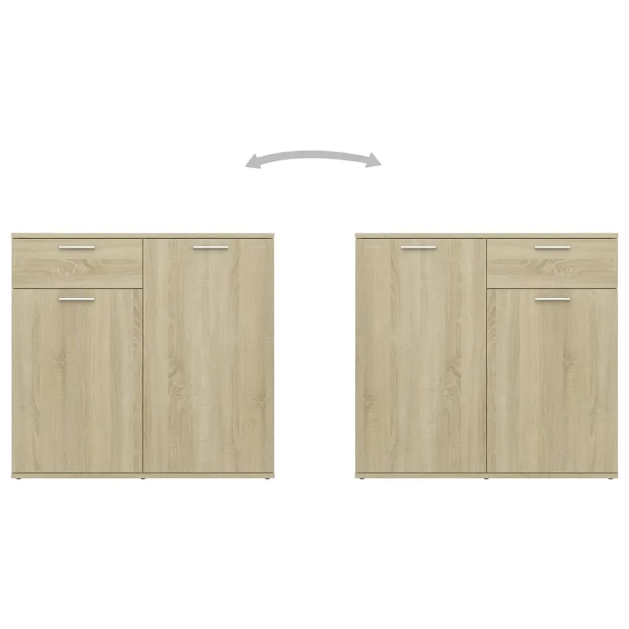 Buffet chêne sonoma 80x36x75 cm bois d'ingénierie - 5
