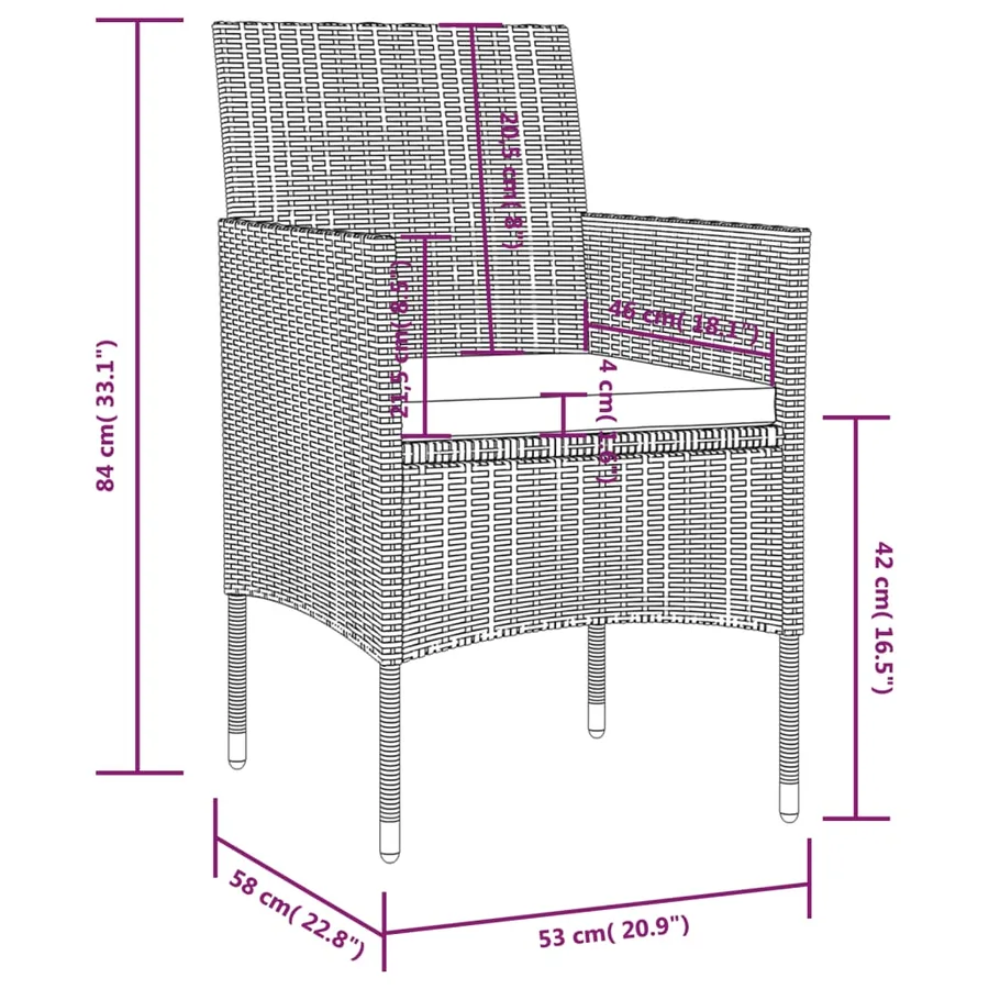 Salon de jardin 16 pcs avec coussins Résine tressée Gris - 12
