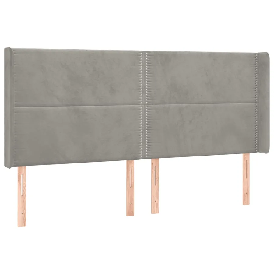 Tête de lit à LED Gris clair 203x16x118/128 cm Velours - 3