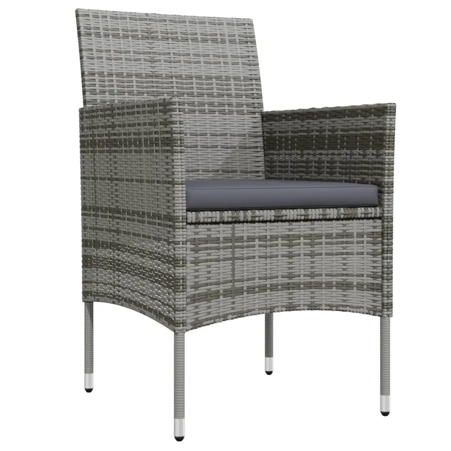 Ensemble à manger de jardin coussins 7pcs Gris et noir - 3