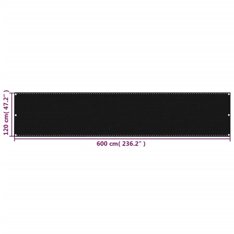 Écran de balcon Noir 120x600 cm PEHD - 5