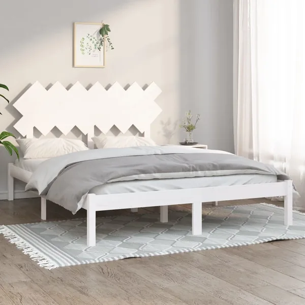 Cadre de lit sans matelas blanc 140x190 cm bois massif
