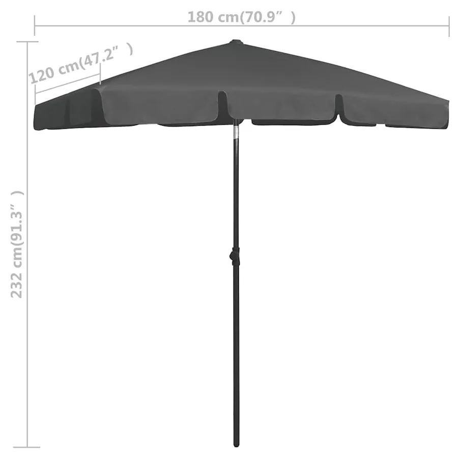 Parasol de plage anthracite 180x120 cm - 8