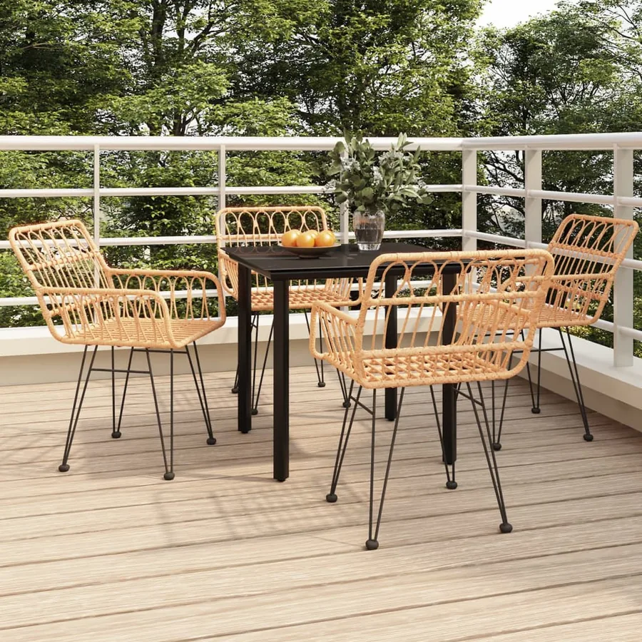 Ensemble à manger de jardin 5pcs Résine tressée