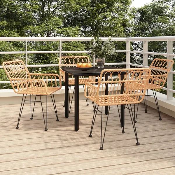 Ensemble à manger de jardin 5pcs Résine tressée