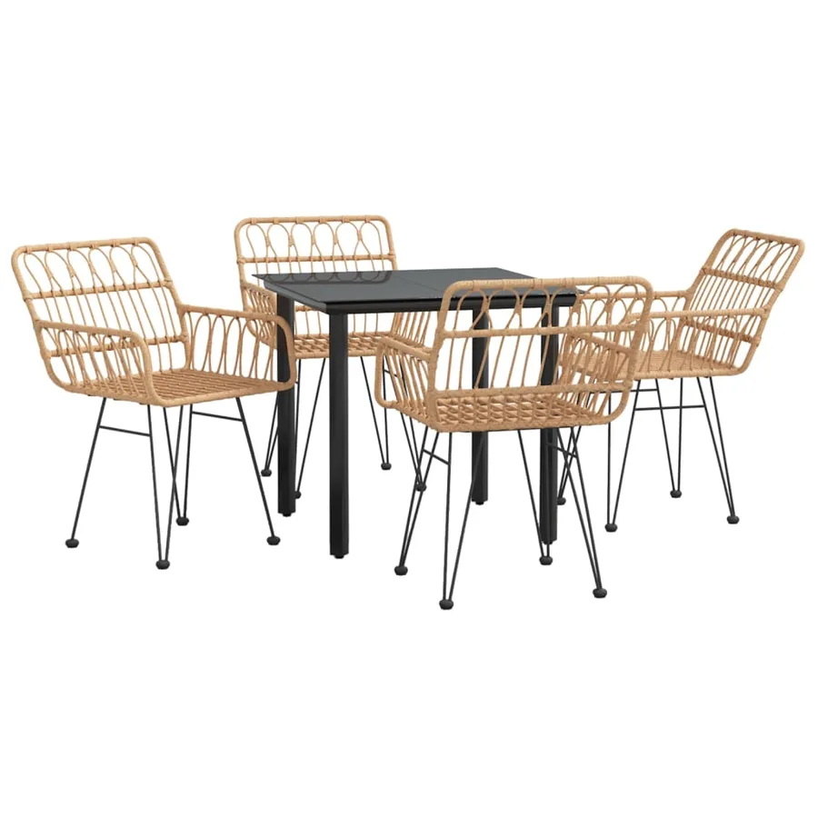 Ensemble à manger de jardin 5pcs Résine tressée - 3