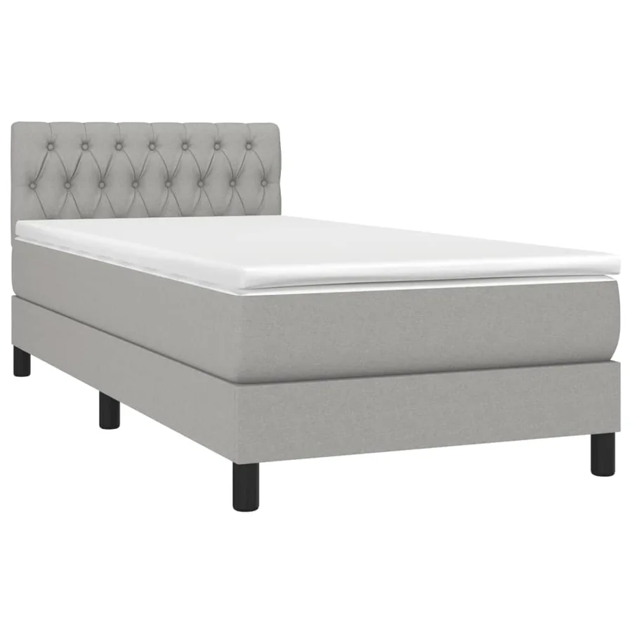 Sommier à lattes de lit avec matelas Gris clair 100x200cm Tissu - 3
