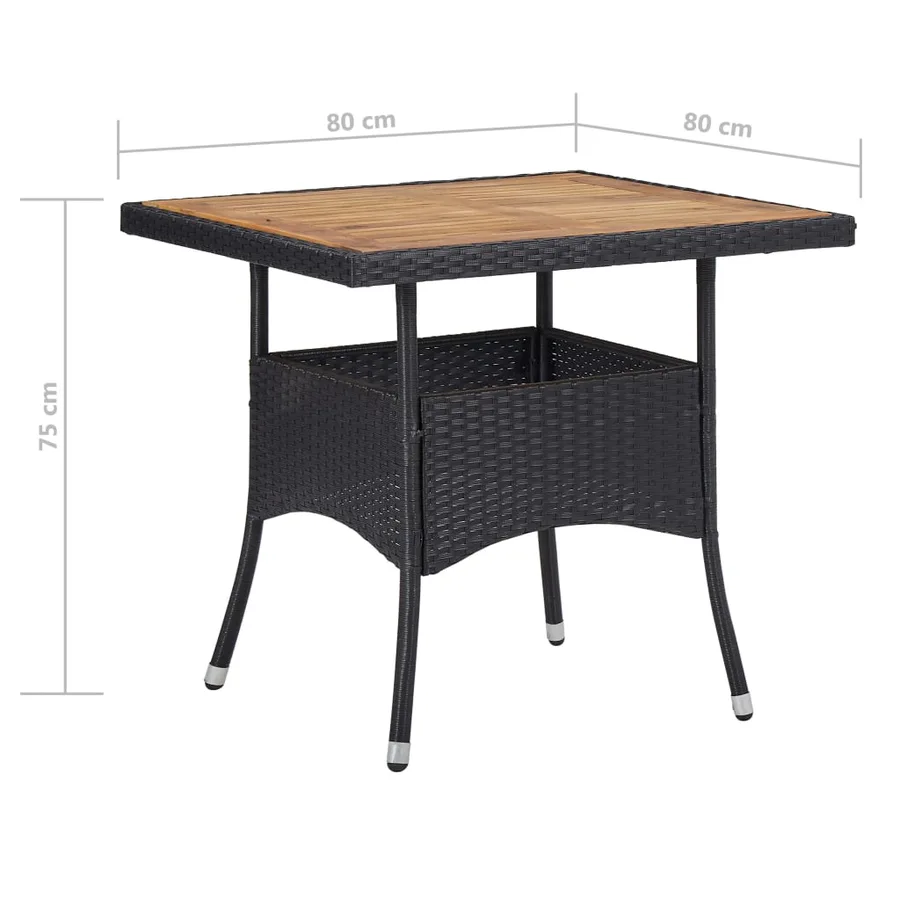 Ensemble à manger de jardin 5 pcs Résine tressée et acacia Noir - 11