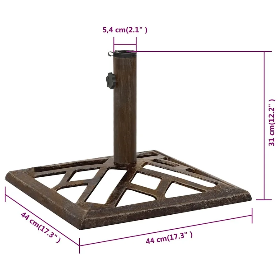 Socle de parasol Bronze 44x44x31 cm Fonte - 9