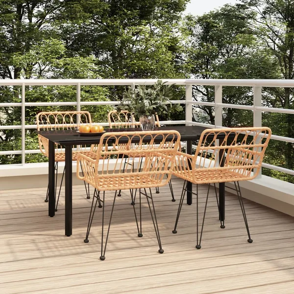 Ensemble à manger de jardin 5pcs Résine tressée