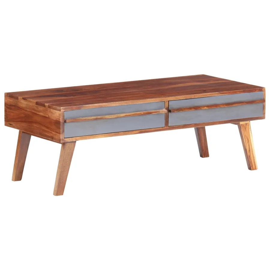 Table basse gris 110x50x40 cm bois massif - 10