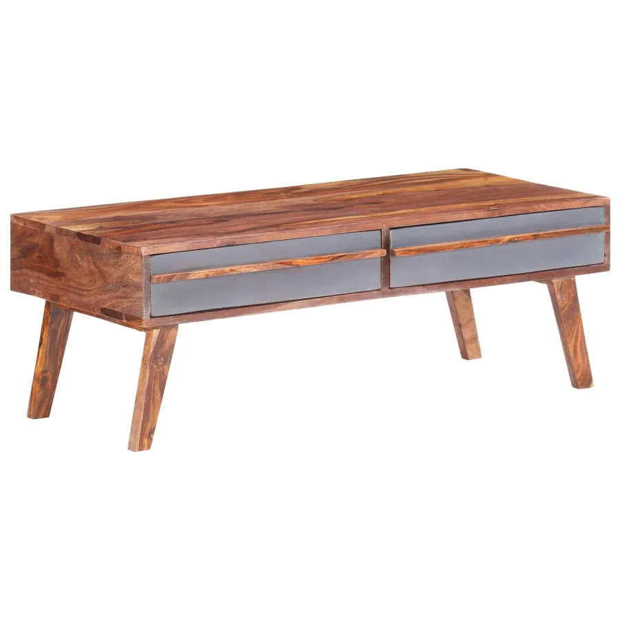Table basse gris 110x50x40 cm bois massif - 11