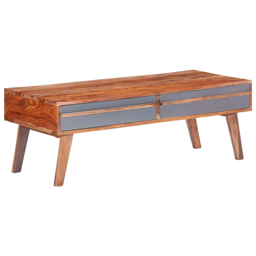 Table basse gris 110x50x40 cm bois massif - 12